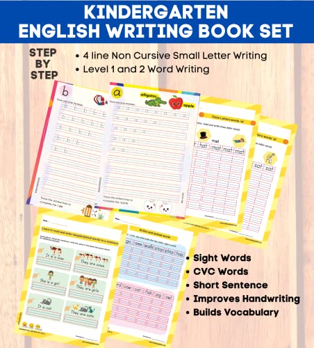 Complete Kg English Letter And English Word Writing Book Set | Non Cursive Writing 3 Book Combo | Handwriting Practice Book