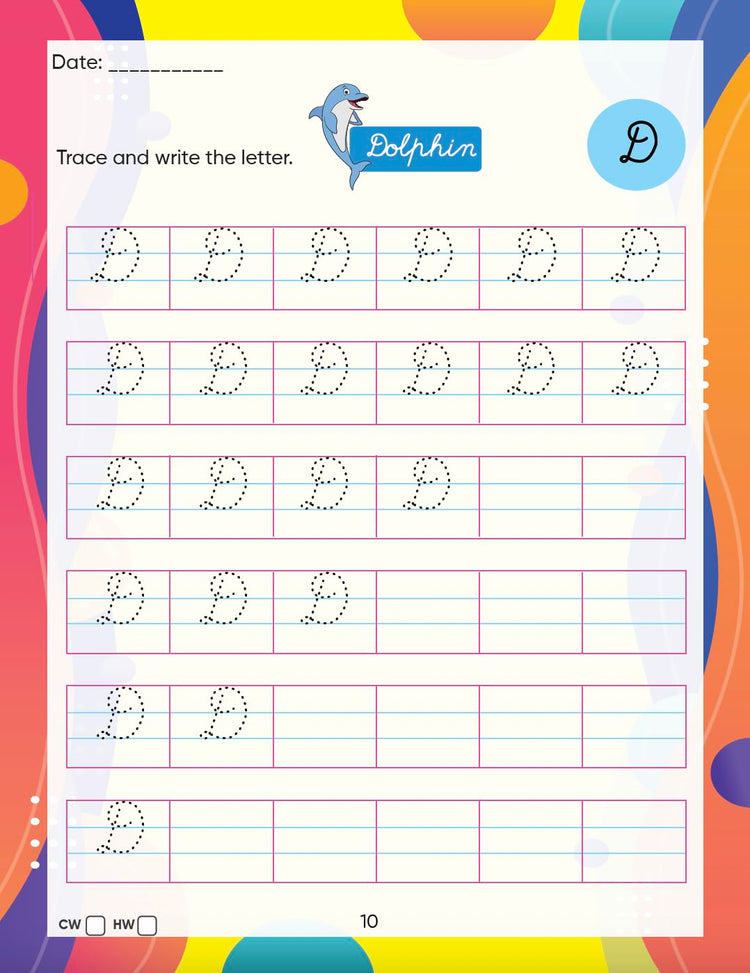 English CURSIVE Writing practice books for beginners level 1 Edsmart Tiny Writer - Capital letter A-Z | copy writing book for kids | handwriting improvement book Worksheets for CBSE