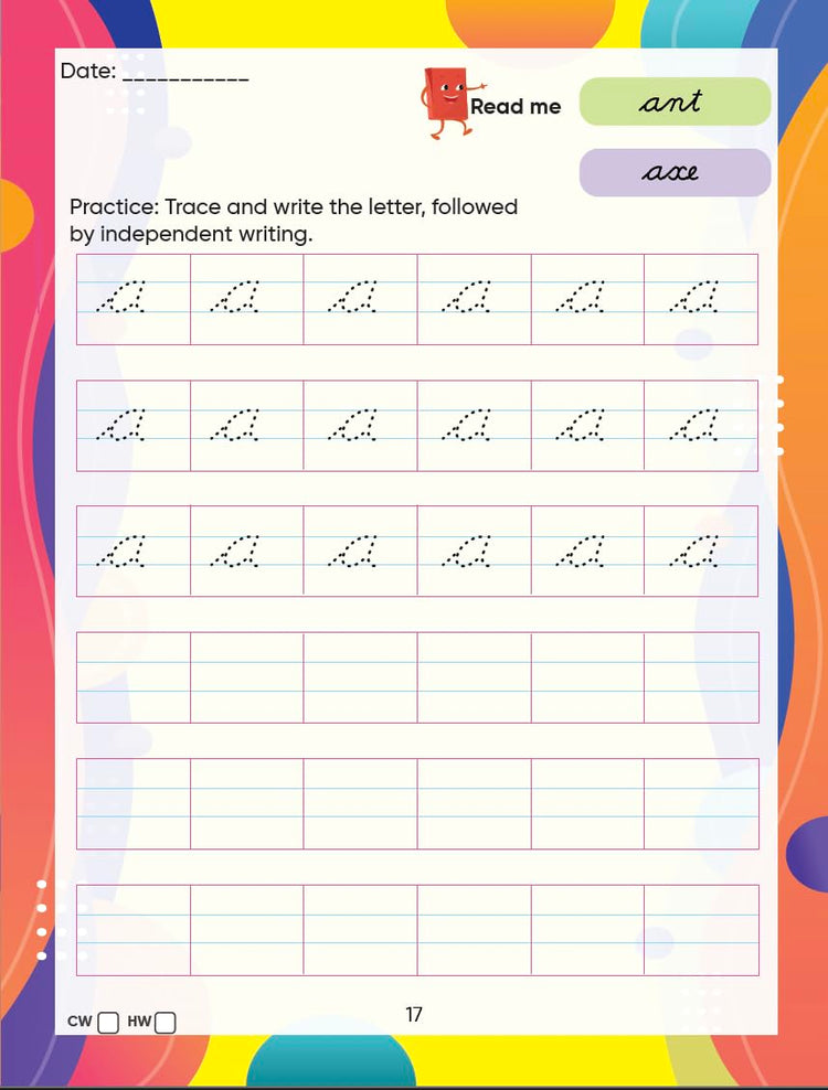 Edsmart Tiny Writer Level 2: Beginner's Cursive Writing Practice - Small Letters a-z | Kids' Copy Writing Workbook | Handwriting Improvement Worksheets for CBSE
