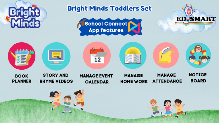 Edsmart Bright Minds Toddler Kit - Worksheets, 2 Picture books, StoryTeller set, EVA ABC123 and Flashcards - perfect for kids starting preschool