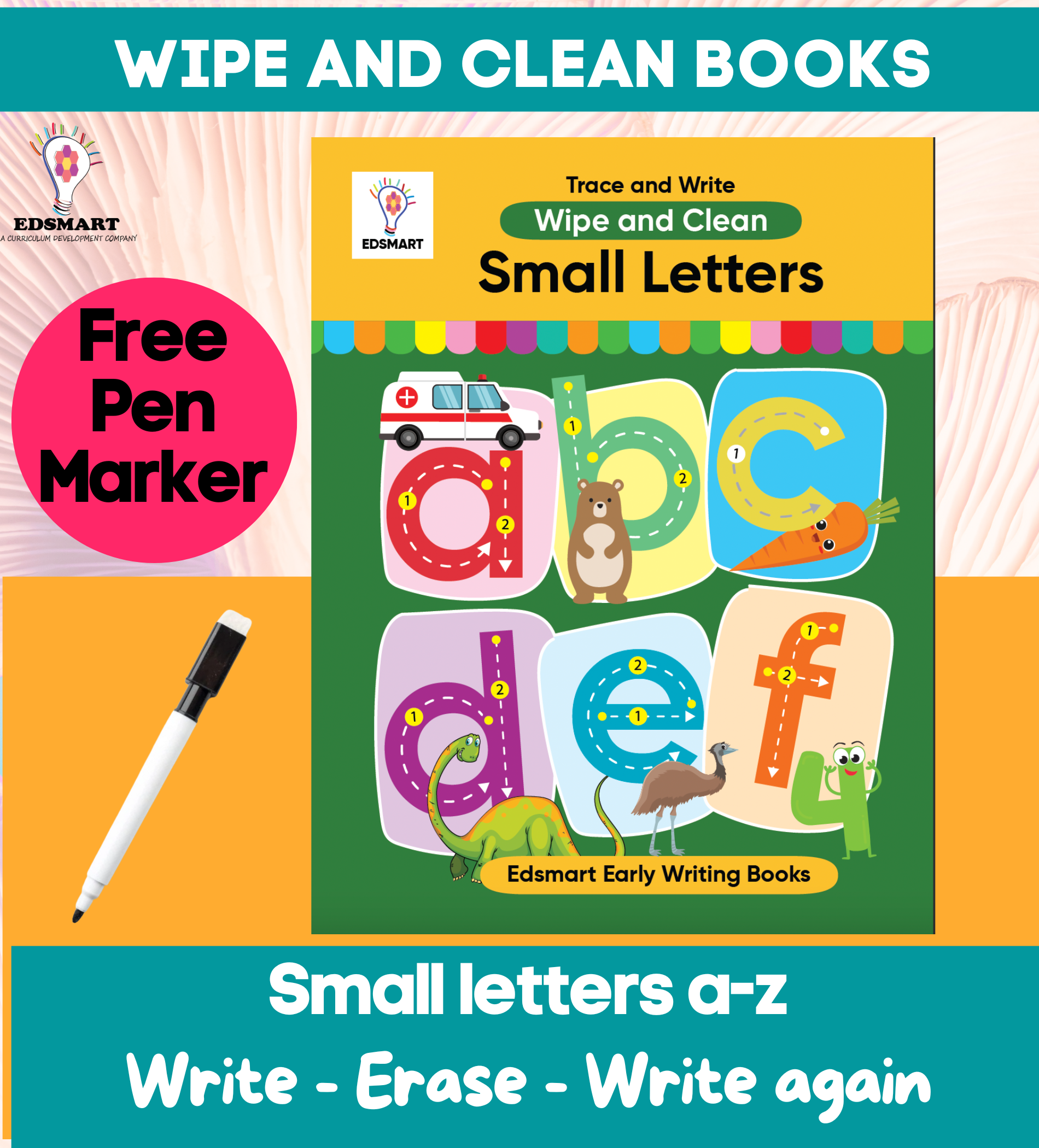 Writing Excercise Book Wipe and Clean: Small Letter Writing Book - kids reusable writing ...