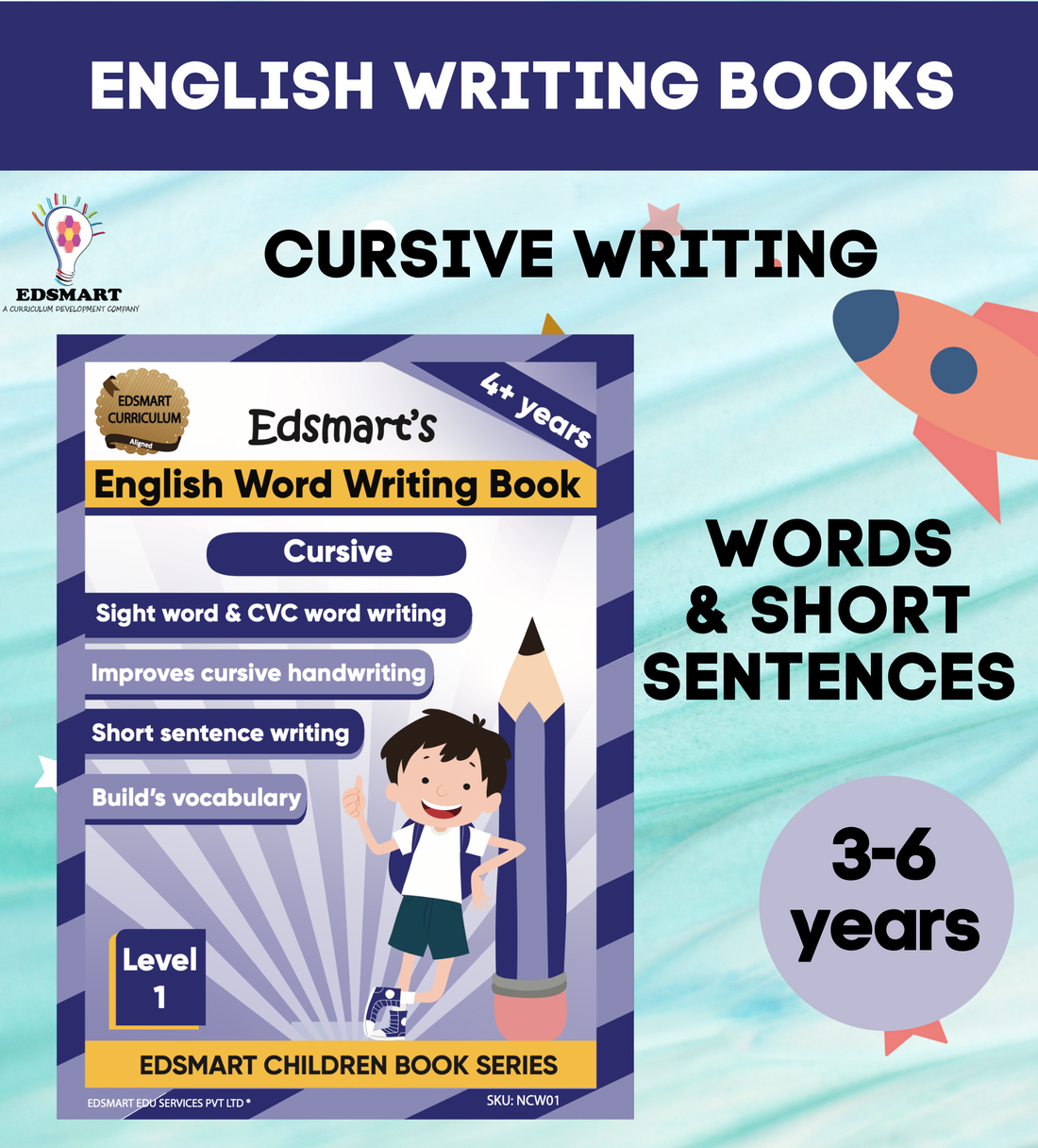 Edsmart Cursive Word Writing Book for 3+ years , copywriting