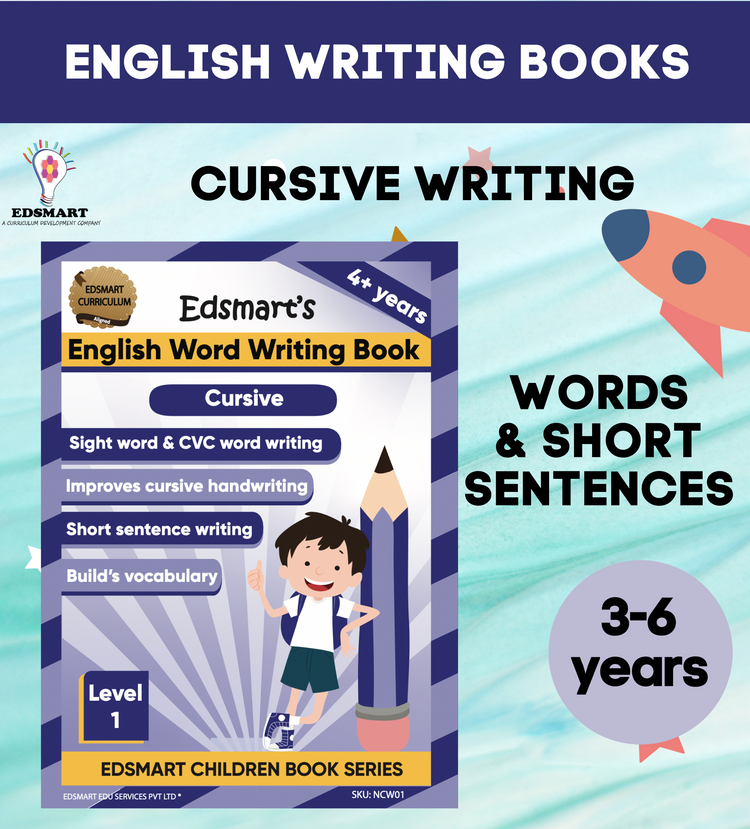 Edsmart Cursive Word Writing Book for 3+ years , copywriting cursive book includes 2 and 3 word Writing Practice Book | Hand writing Practice Books