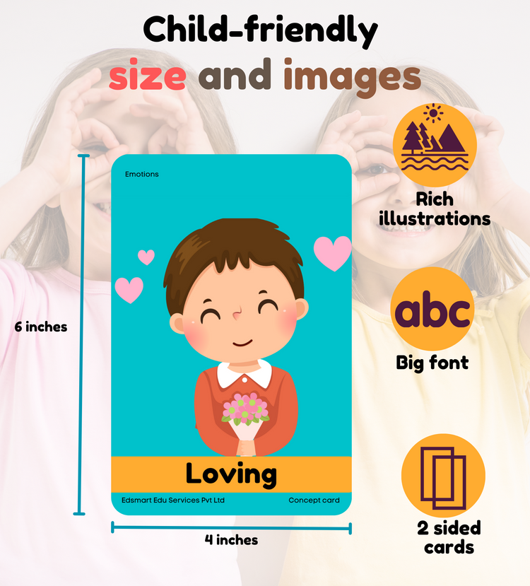 Edsmart BIG & Thick Flash Cards for Toddlers & Preschool  - Colors, Shapes, Body Parts and Emotions Learning for Kids |Montessori Toys & Games