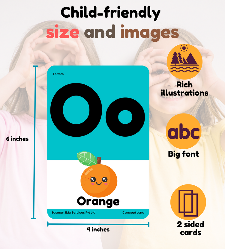 Edsmart BIG & Thick Flash Cards for Toddlers & Preschool  - Letters A-Z, Numbers 1-10 and 100+ Words Learning for Kids |Montessori Toys & Games