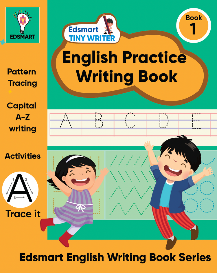 Edsmart Tiny Writer English Writing practice books for beginners level 1 - Pattern Tracing and Capital letter A-Z | copy writing book for kids | handwriting improvement book Worksheets for CBSE