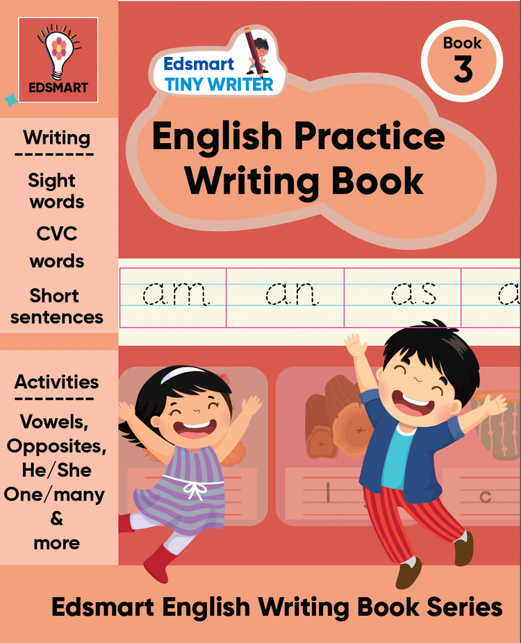 Edsmart Tiny Writer English writing practice books level 3 - copy writing books for kids- two & three letter words, sentences handwriting improvement books for 4-7 years | Worksheets for CBSE