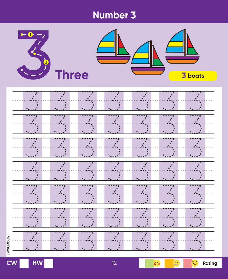 Edsmart Number Writing Book for Early Numeracy - Number writing 1-20, Book with Writing Practice (1-20) , Geometrical shapes and Measurements - Perfect for 3 and 4-Year-Olds