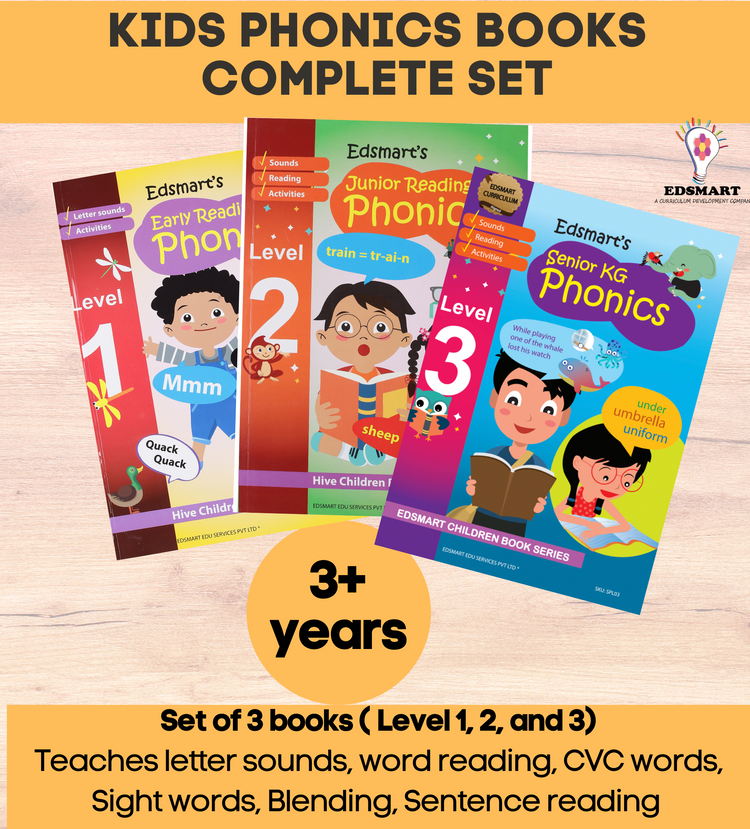 Kids phonics books full set for 3-5 years | Teaches Letter sounds, word/sentence reading, blending