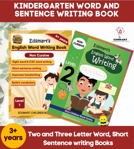 Edsmart English Word Writing & Sentence Writing Books set for Kids of 3-5 years old | 2 books - A4 Size | Handwriting Practice Book | activity books for 3 year old