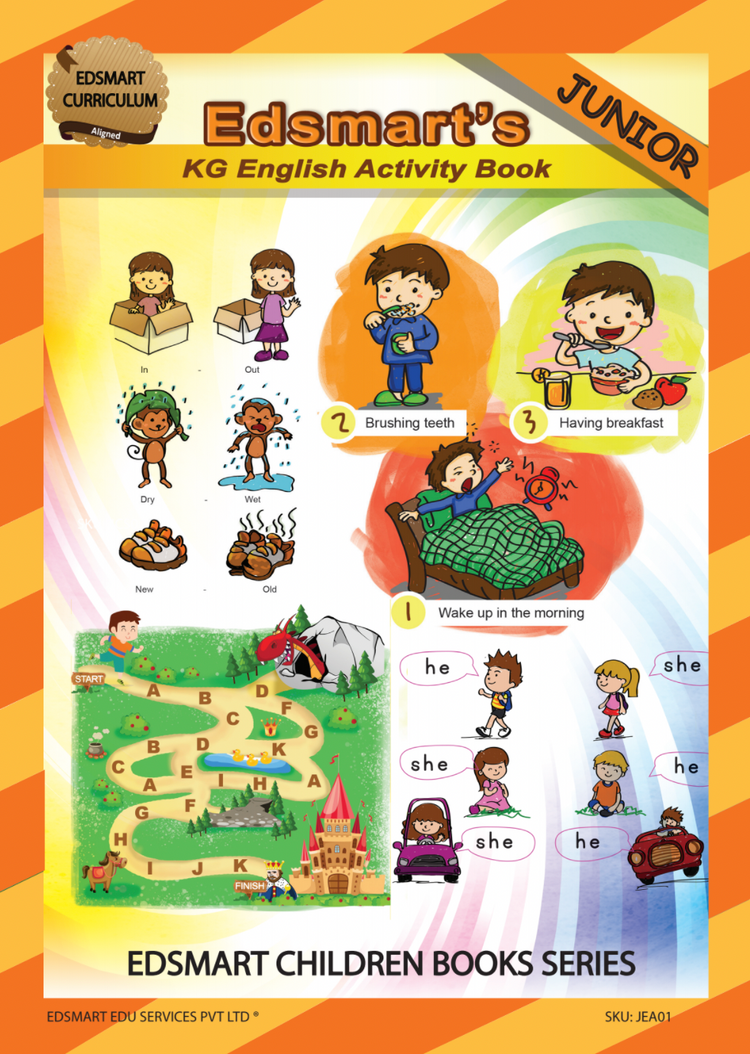 Junior KG English and Science Book set -English activity book, Phonics Level 2, Cursive Small Letter Writing, LKG Science/GK book (Sticker included)