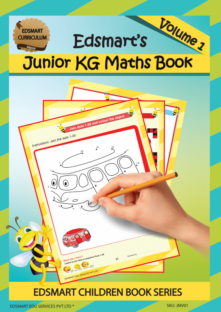 Junior KG Book set for 4 years old (5 books)- LKG CBSE Books ( English Book, Kids Phonics Book, Small Letter Writing + 2 Kindergarten Math book
