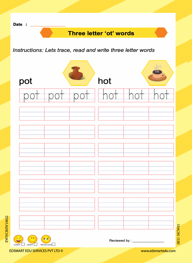 Edsmart English Word Writing Book for Kids of 3-5 years old | Handwriting Practice Book | Teaches Sight words, CVC words and 4 line writing for words