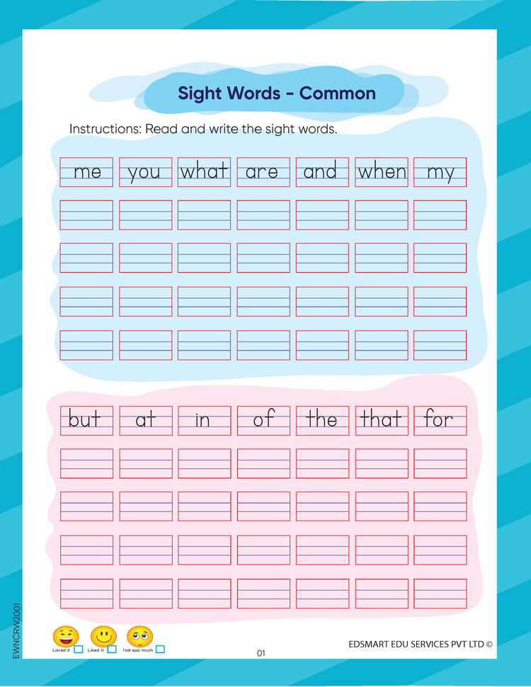 Edsmart English Word Writing Books- 3 word and Sentence Writing Practice, Handwriting Practice books for 4-7 years | Worksheets for CBSE LKG