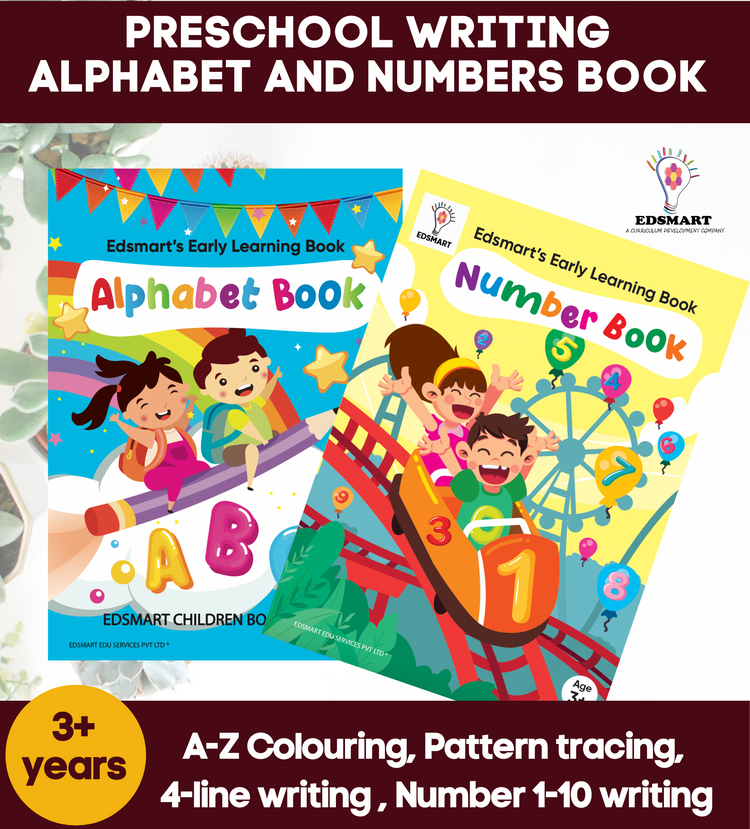 English Alphabet tracing writing copy and Nursery Number writing books combo for 3 -5 years (2 Books set)
