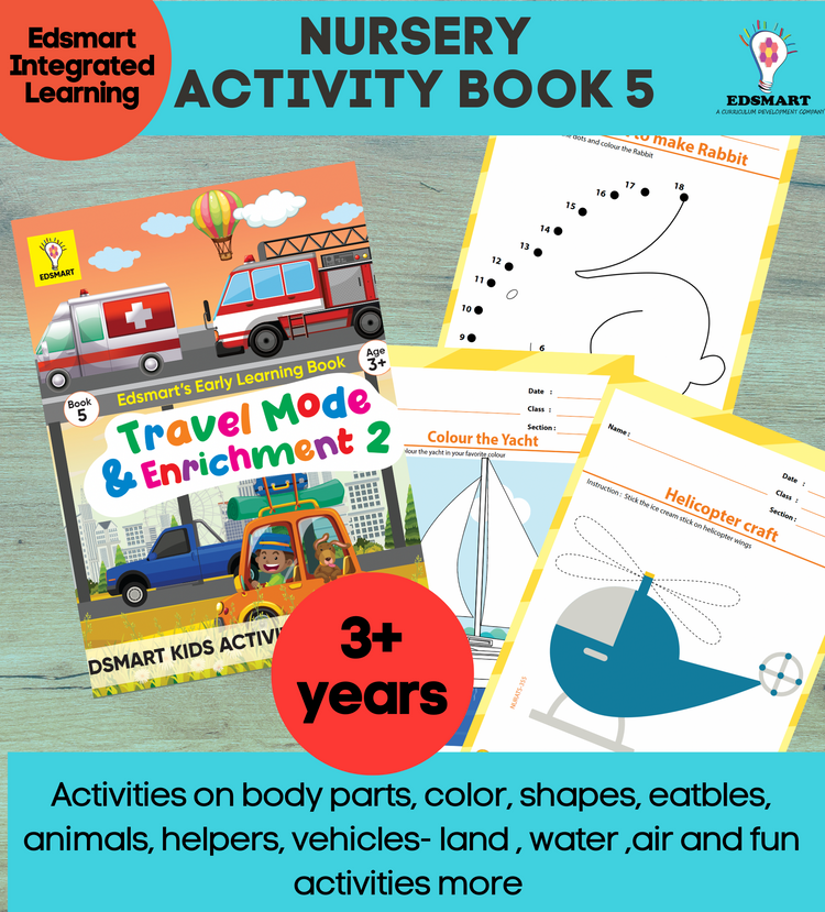 Edsmart Nursery Activity Book 5 for Kids in English | 3 to 5 years old children | 4 theme based activities like coloring, tracing & natural materials