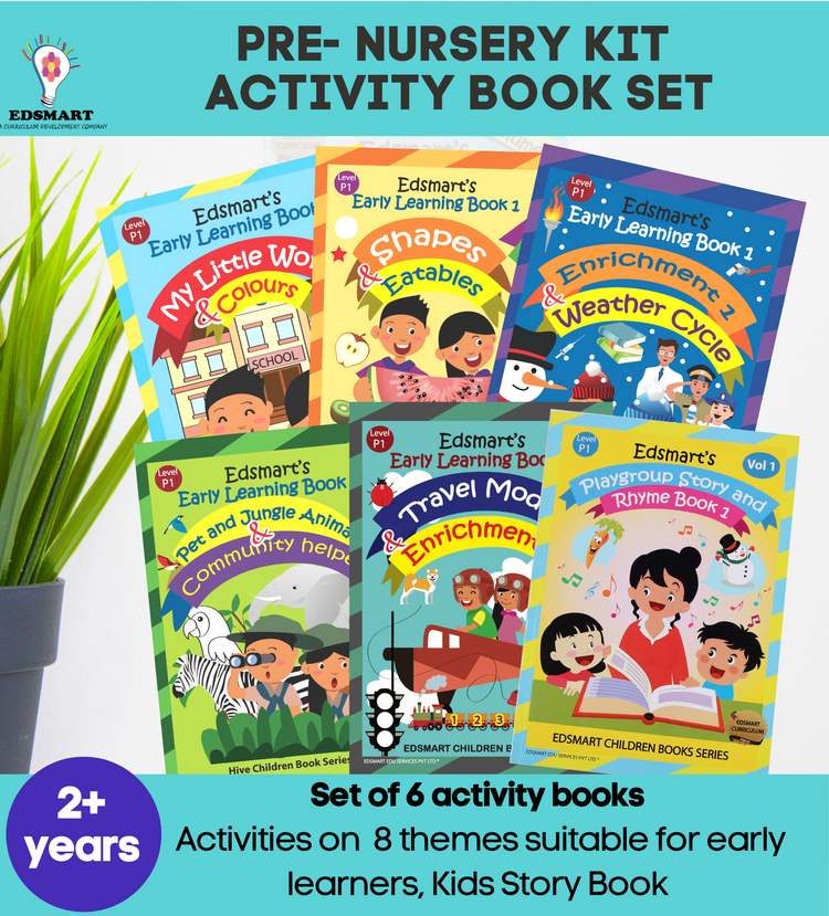 Playgroup Activity Books kit for 2+ years with Story / Rhyme book (Alphabets, Numbers, 8 theme based activities,Coloring, Reggio based activities)